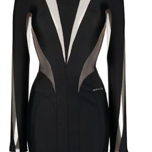 Mugler Illusion tulle-paneled stretch-jersey mini dress size 38 worn once